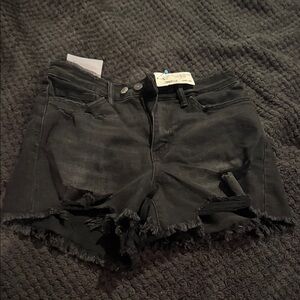 Black Distressed Women Shorts